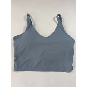 Women’s Longline Sports Bra – Wirefree Padded Medium Support Yoga Bra – Denim L